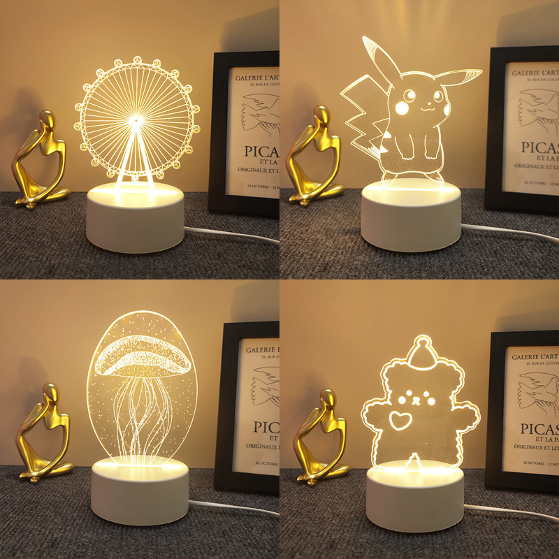 Wholesale Artistic 3D Night Lights, Creative Gift Bedside Lamps, Cross-Border Popular Ambiance Lighting, Custom Acrylic Logo