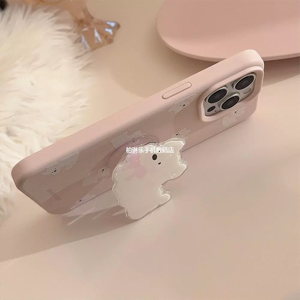 Чехол для телефона Apple iPhone 15 — милый брелок «хвостик-собачка» и бусинный шнурок