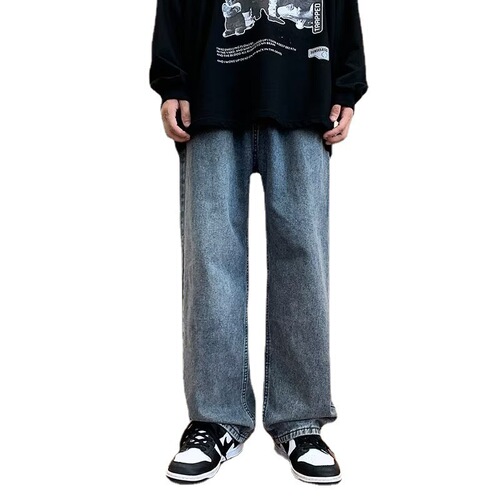 Jeans, men's fashion brand straight straight loose spring and autumn, Korean style trend all-matching casual pants, pensive wide-leg dad pants