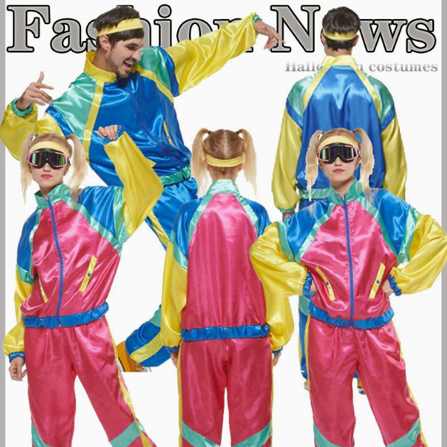 70 s European and American Retro Hip Hop Rock Music Halloween Couple Costume Sports suit Stage Performance Costume