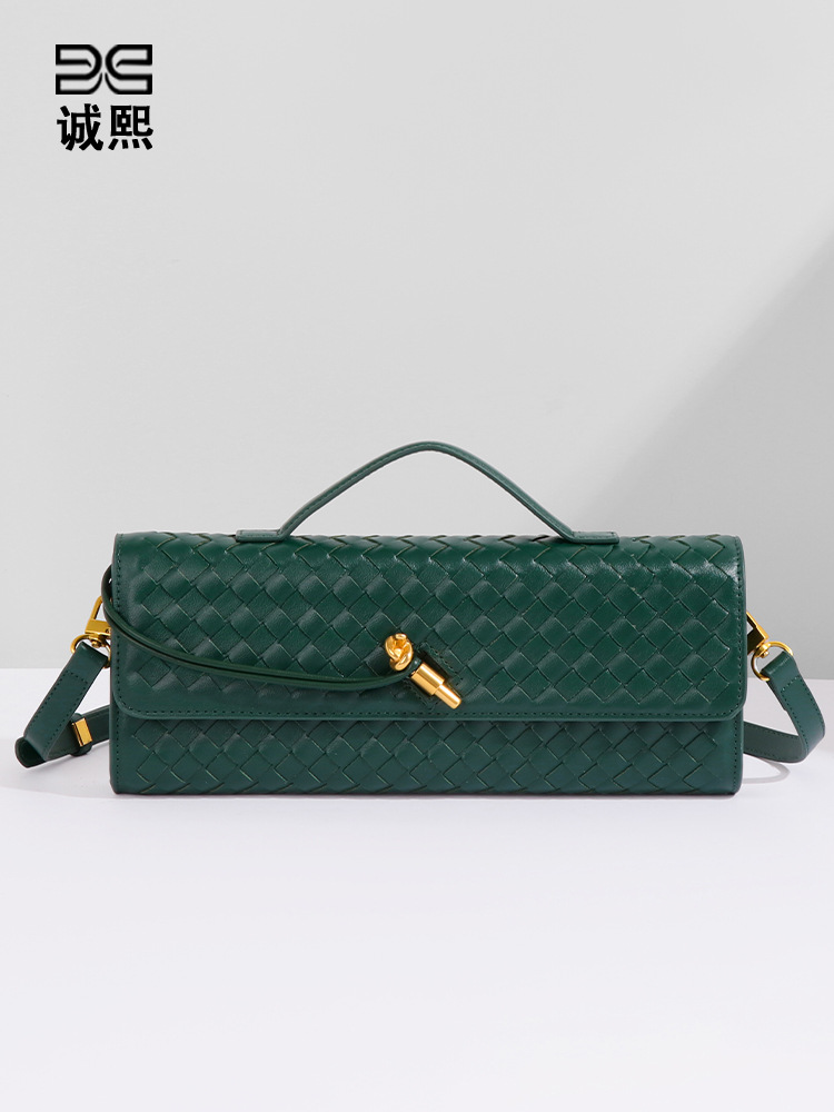 Cross-Border Hot-Selling Clutch Evening Bag, Trendy Retro Baguette Bag, Retro Fashion Woven Bag, Women's Shoulder Crossbody Bag