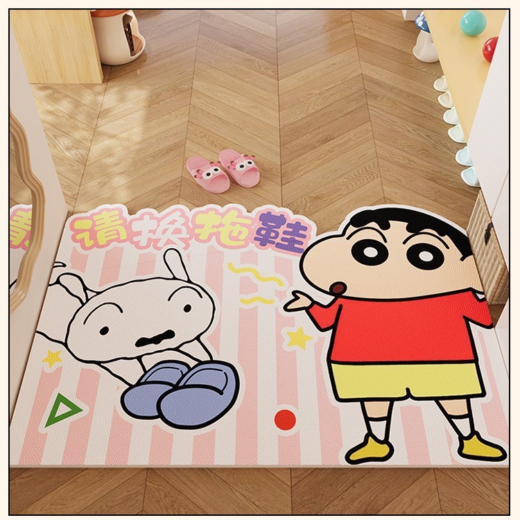 漫画の玄関ドアマット、拭いて洗えるPVC屋内汚れ防止フットマット、玄関ドアカーペット|undefined