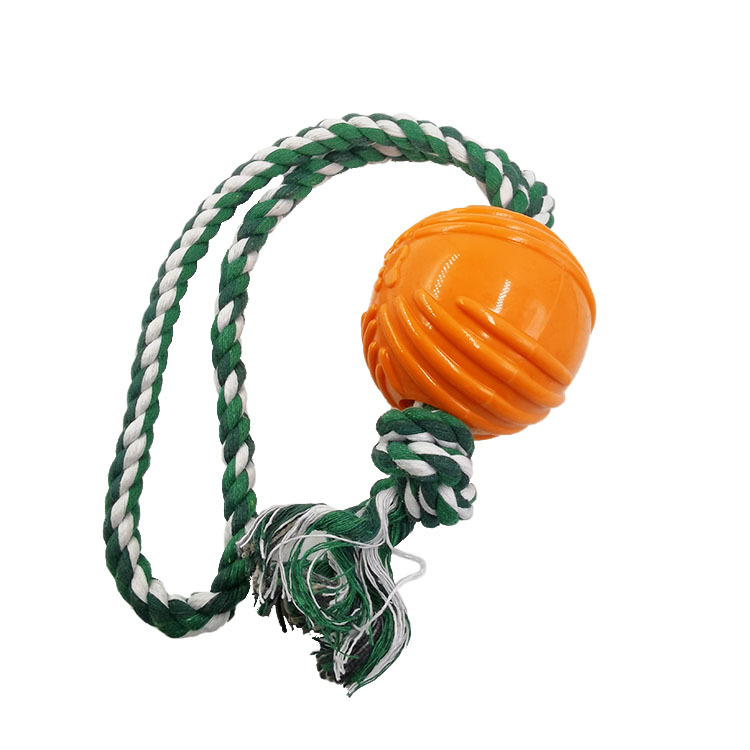 Cuerda de algodón para perros TPR Bola de juguete para mascotas cuerda de tracción molar bola resistente a mordeduras de perros Entrenamiento Educativo suministros interactivos fábrica al por mayor