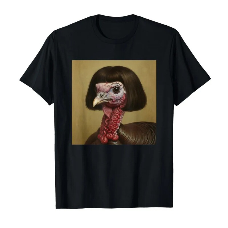Thanksgiving Turkey Bob Hairstyle Funny Holiday Art T-Shirt Men Women t Shirts Short Sleeve Tops 1018