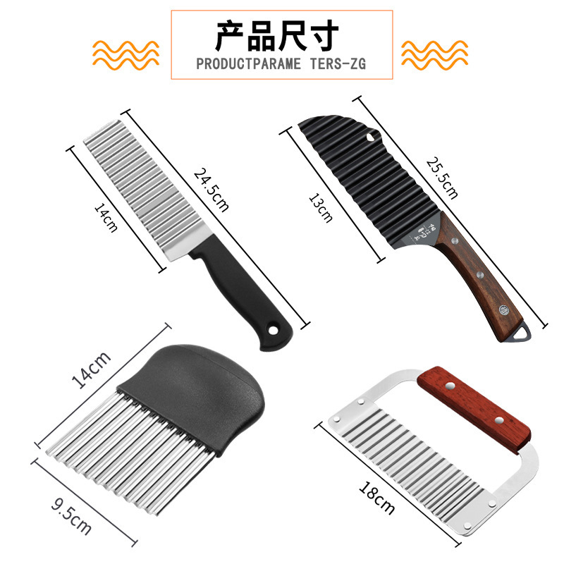 Regalos al por mayor cuchillo de dientes de lobo casero cuchillo de patata cuchillo de corte de patata cuchillo de onda cuchillo de corte de moda patrón de onda una cosa