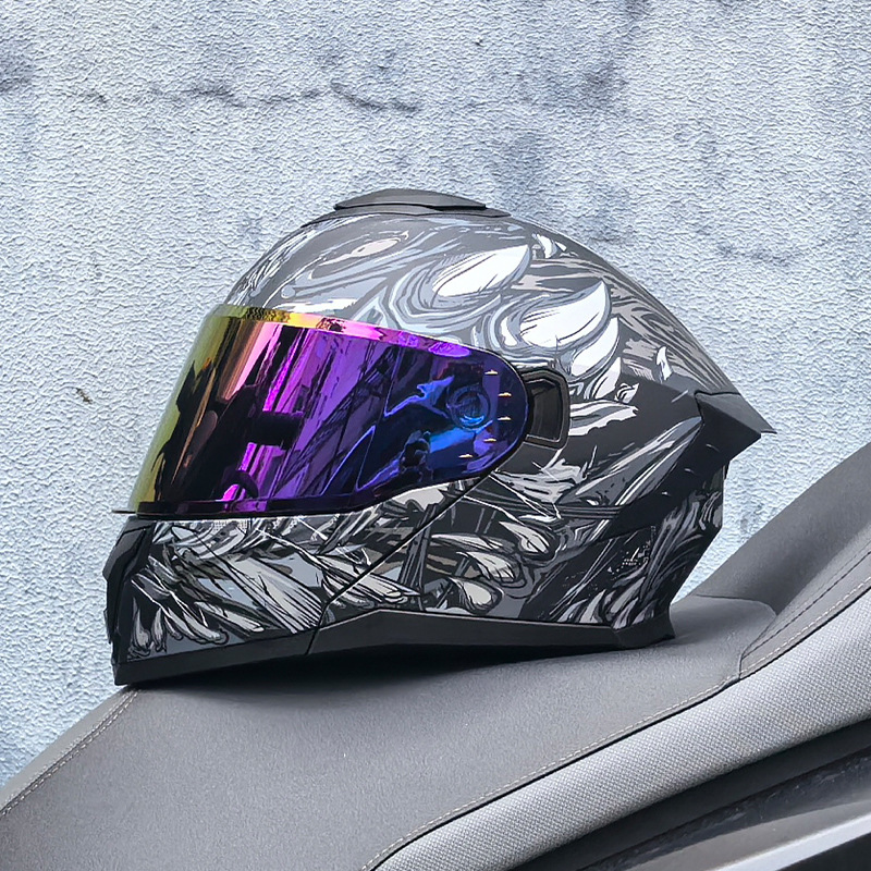 LVS3C certificado casco de motocicleta estándar nacional para hombres y mujeres casco de cara a cara casco de locomotora de verano seguridad general de cuatro estaciones