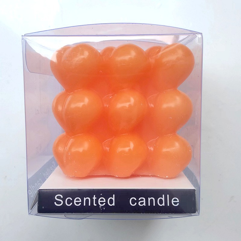 Corazón cubo naranja caja vela
