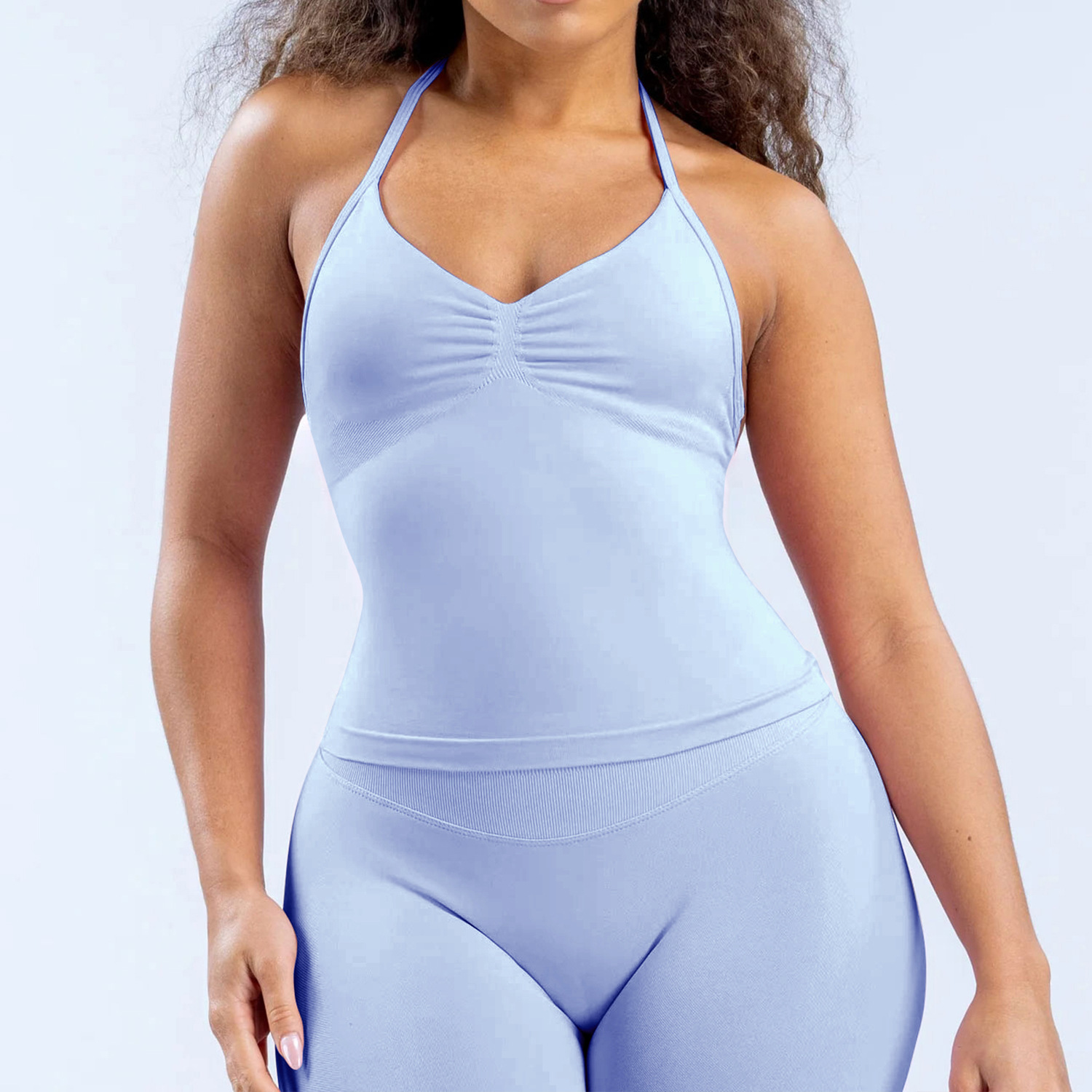 Conjunto de yoga transfronterizo europeo-americano, conjunto de mel de melocotón seco rápido, conjunto de acondicionamiento físico transpirable, conjunto de deportes al aire libre