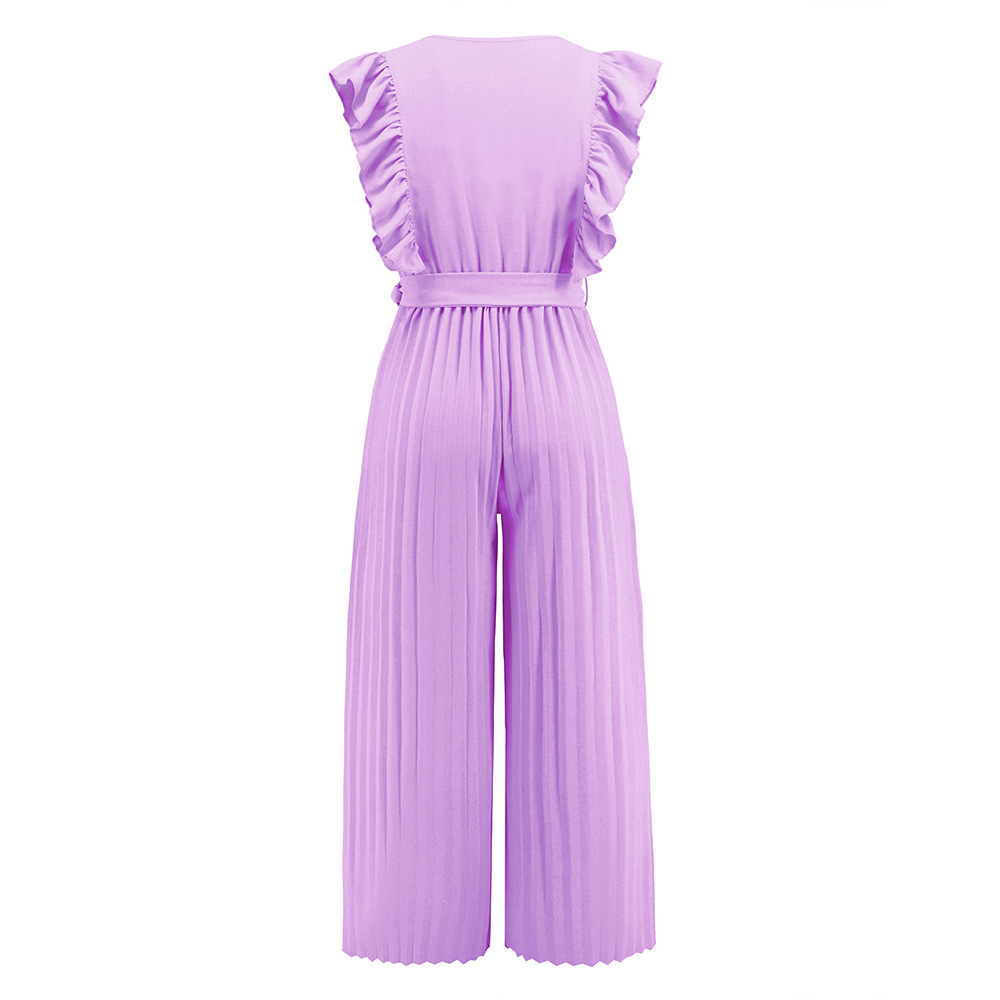 Fashion Solid Color Polyester Ankle-Length Patchwork Jumpsuits