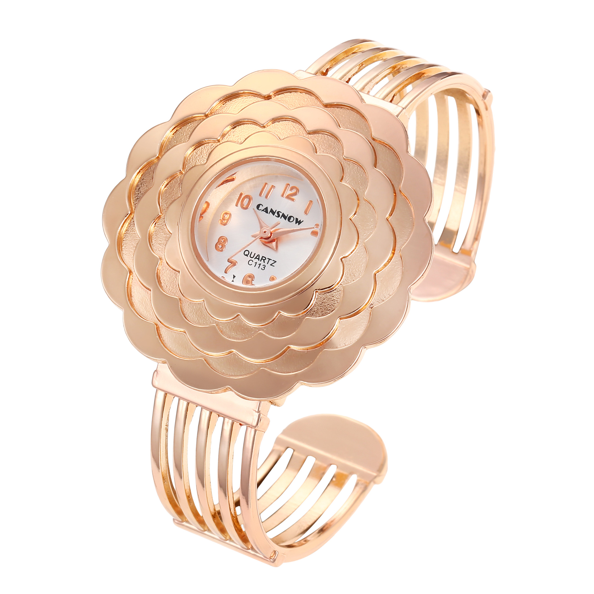 100g Weight Retro Classic Style Geometric Opening Alloy Strap Quartz Watch
