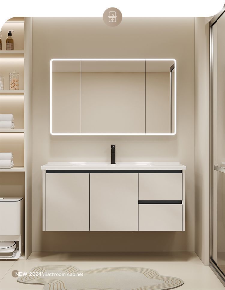 Home smart thickened smart space aluminum bathroom cabinet set, washbasin and washbasin integrated ceramic basin bathroom undefined