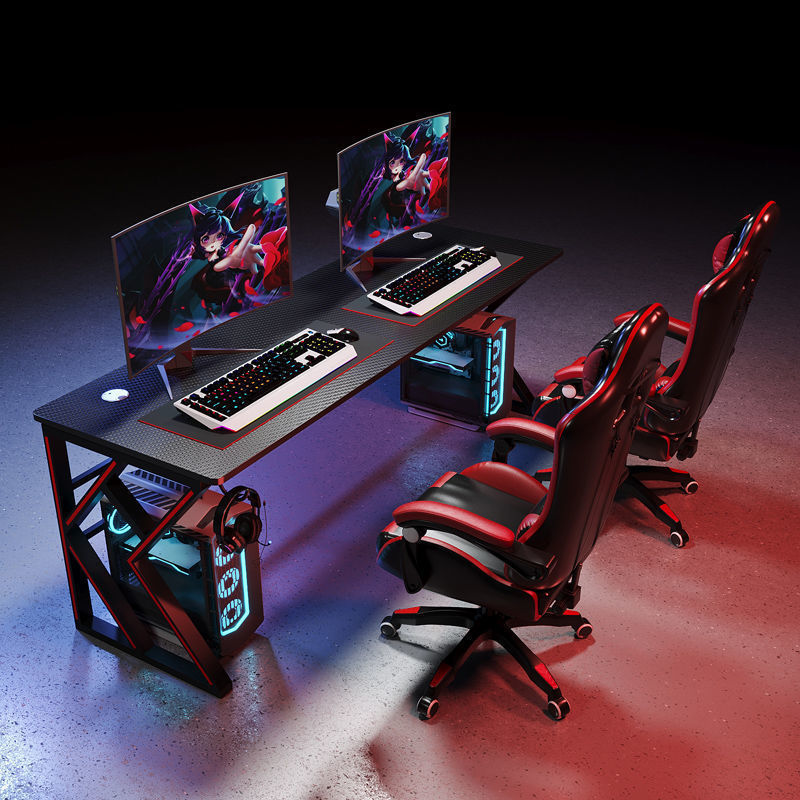 E-Sports Table Couple Double Game Table and Chair Combination Set Internet Cafe Two-Person Long Home Desk Computer Desktop