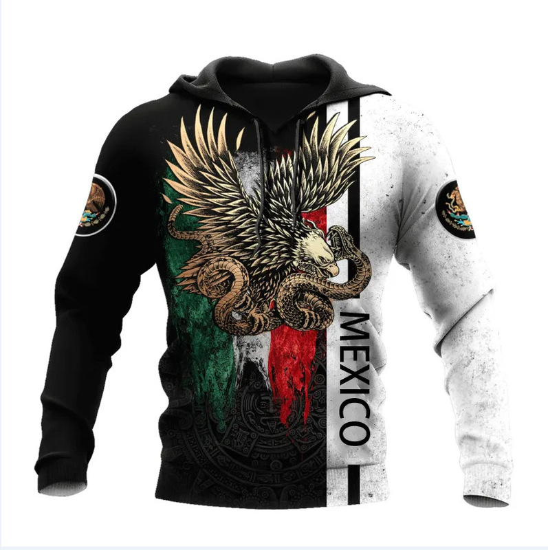 2026 Foreign Trade European and American Men's Sweatshirt with Mexico Logo, 3D Printed, Autumn and Winter Hooded, Wholesale, Casual and Versatile 2026 Foreign Trade European and American Men's Sweatshirt with Mexico Logo, 3D Printed, Autumn and Winter Hooded, Wholesale, Casual and Versatile