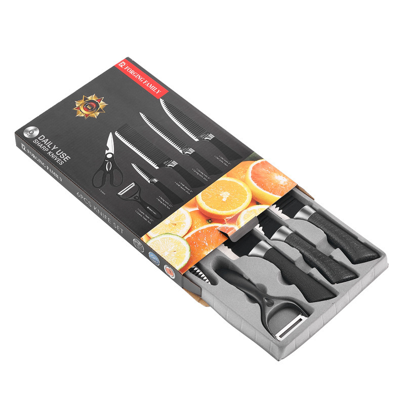 Cuchillo de acero inoxidable ondulado cuchillo de 6 piezas de cocina cuchillo de cuchillo de cuchillo de regalo