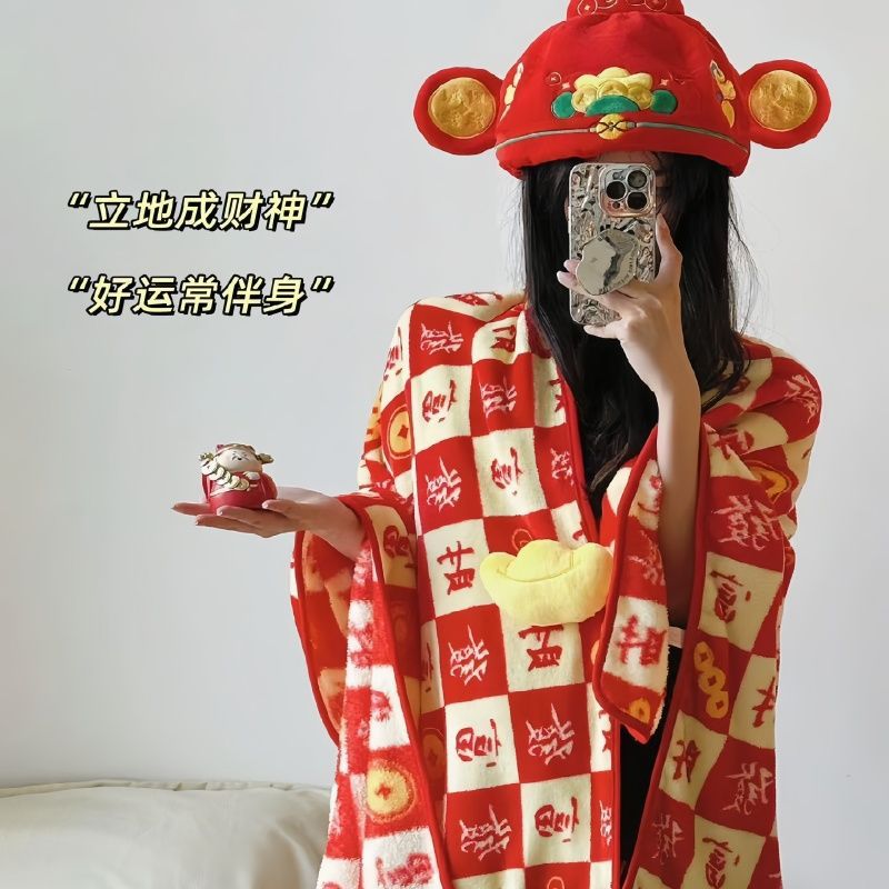 10 억 개 이상의 재산 국가 조수 담요 망토 새해 생일 선물 낮잠 담요 목도리 빨간 체커 보드