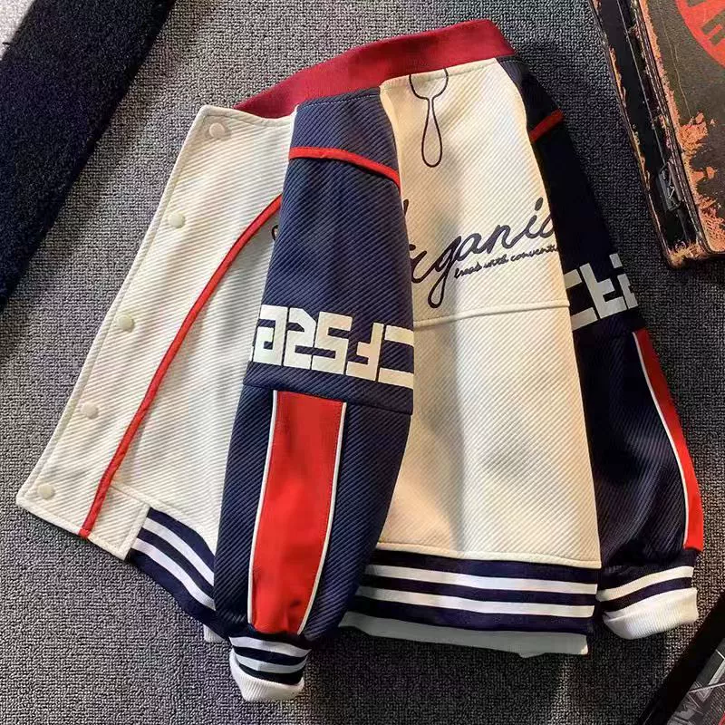 Бейсбольная форма для мальчиков, весна и осень 2024, новые средние и большие детские уличные осенние куртки для мальчиков, модные детские куртки в стиле пэчворк