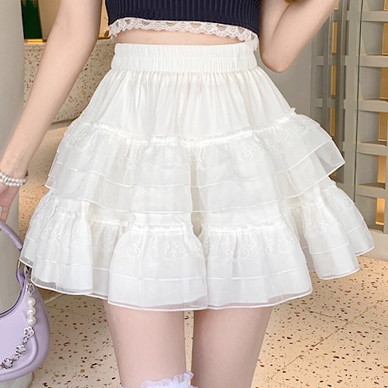 High-Waisted White Skirt for Women Summer 2025 New Cake Skirt Short Skirt A-Line Skirt Tutu Skirt Half Skirt Umbrella Skirt