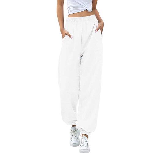 Women's European and American Cross-border Casual Fashion Sport Trousers, Versatile Sweatpants, Ankle-length Fleece Loose Pants