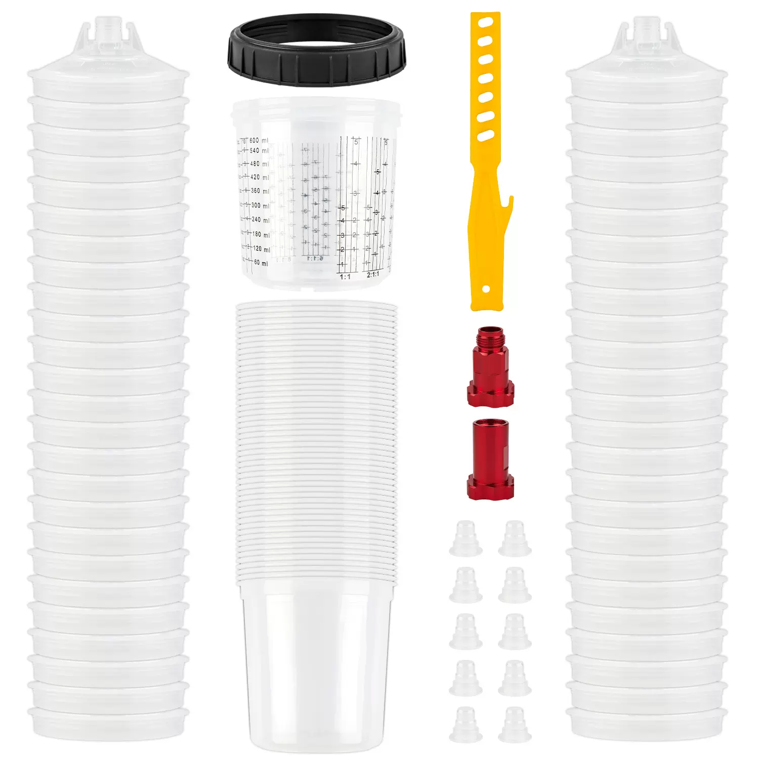 50PCS气动喷漆枪一次性喷漆枪油漆调漆杯免洗壶套装免洗壶上壶