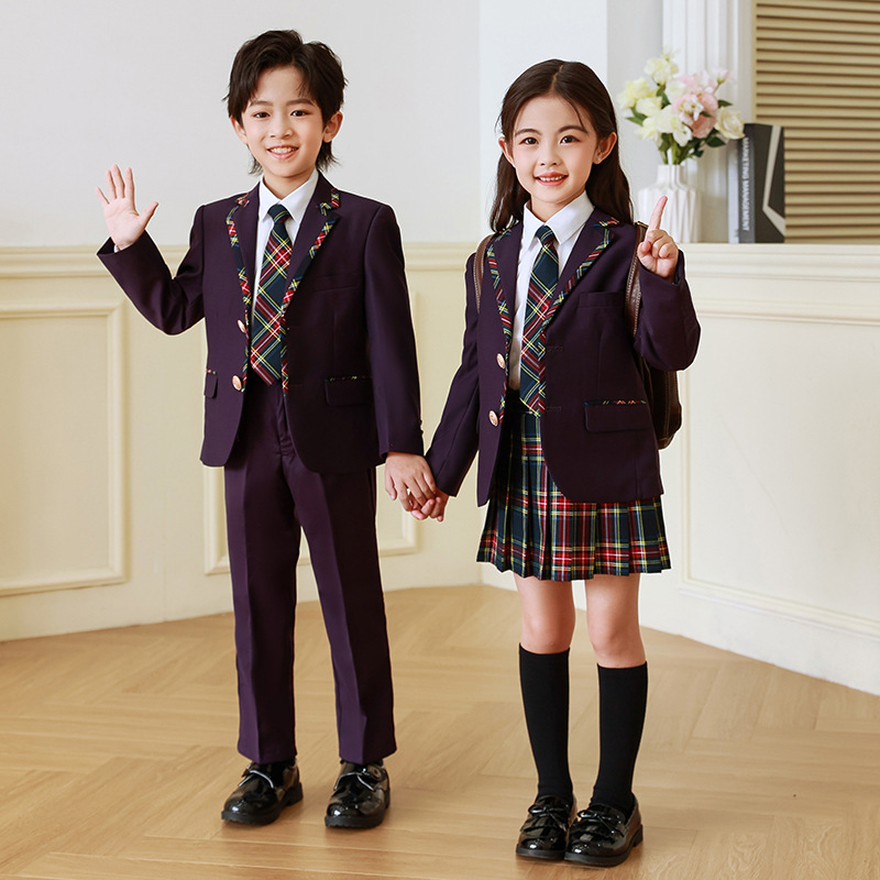 Estilo británico uniforme de escuela primaria traje de niños JK uniforme traje de Niña estudiante de secundaria clase uniforme vestido de primavera y otoño ropa