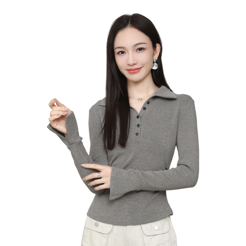 2026 New Style Half-Open Front Polo Collar Top, Slim Fit Inner Top, Skin-Friendly Stretchy Long-Sleeve T-Shirt 2026 New Style Half-Open Front Polo Collar Top, Slim Fit Inner Top, Skin-Friendly Stretchy Long-Sleeve T-Shirt