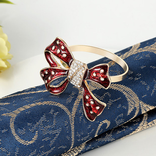 Retro bowknot tissue ring simple diamond-embedded hotel desktop table table napkin ring home model room decorations