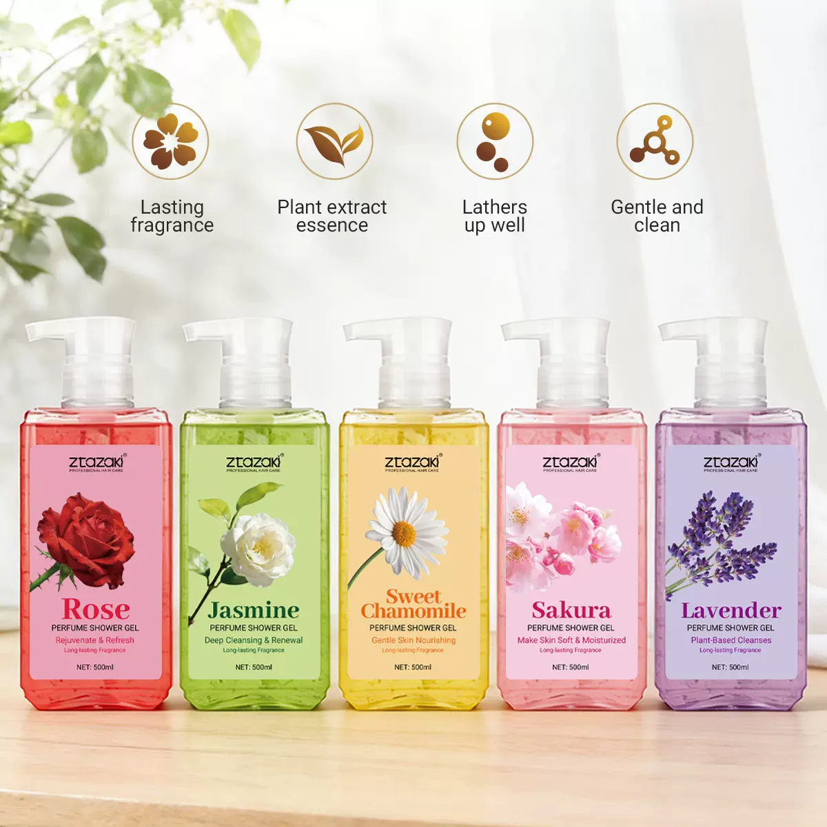 玛奇诺花香樱花沐浴露温和清洁持久留香茉莉小方瓶容量沐浴乳