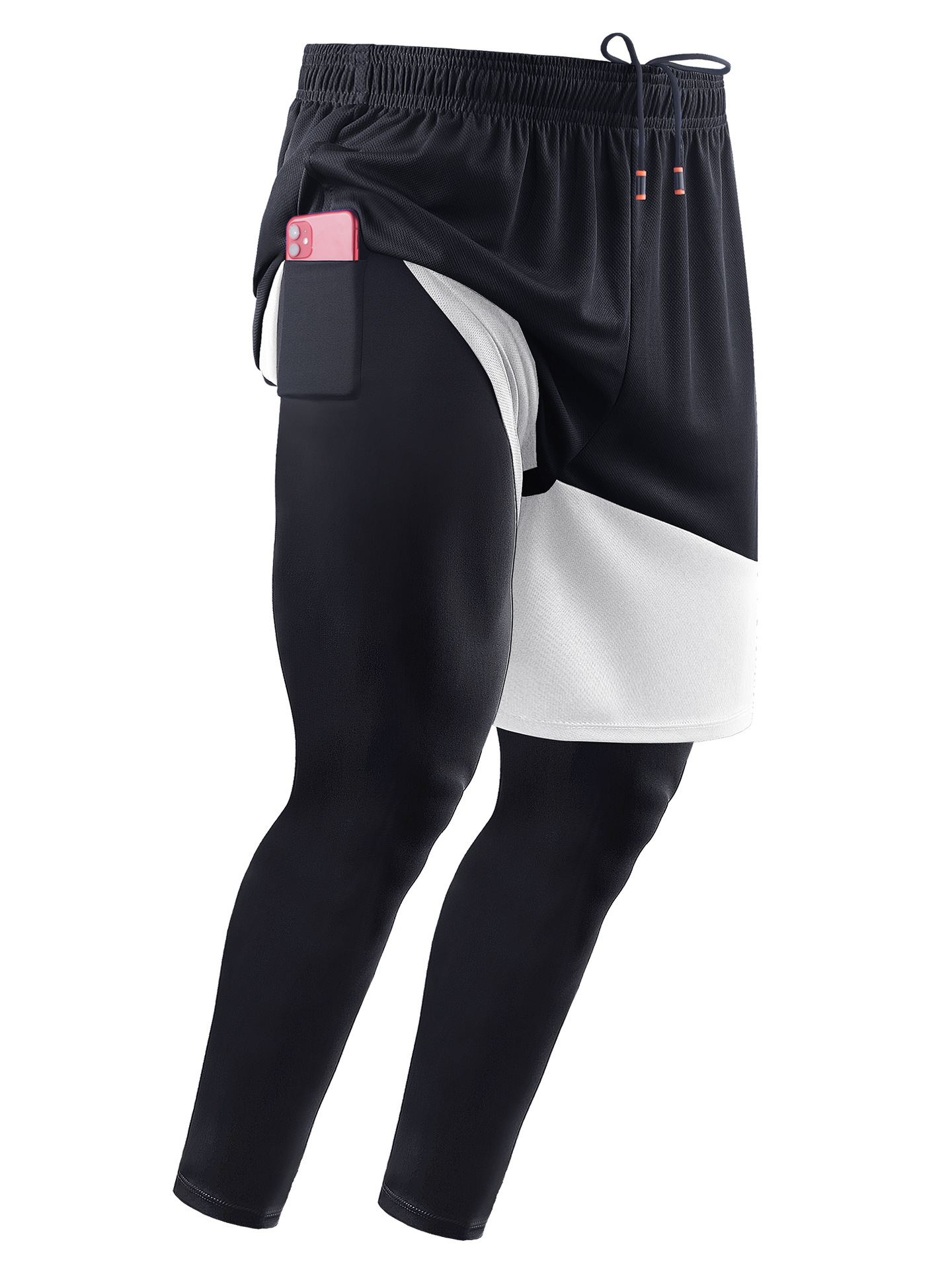 Pantalones de baloncesto deportivos para hombres de cuatro estaciones pantalones ajustados pantalones cortos de dos piezas falsos pantalones cortos de dos en uno pantalones cortos de secado rápido