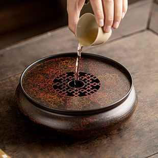 Round Water Storage Tea Tray 2025 New High-end Water Storage Round Tray Tea Table Dry Bubble Tray Kung Fu Tea Set