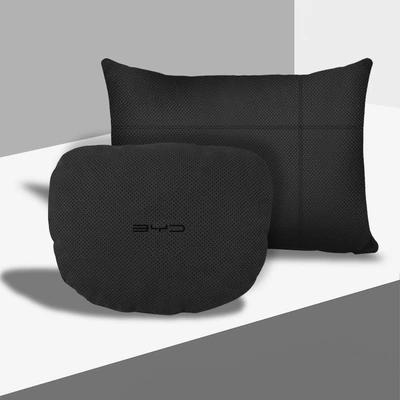 Headrest: Qin plus Tang ev Dolphin - high-end-punching-model-charcoal-black-headrest-lumbar-support-2-pack