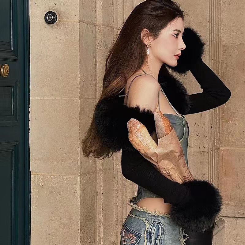 HX0234 European and American fashion fur ball all-match women's temperament cardigan