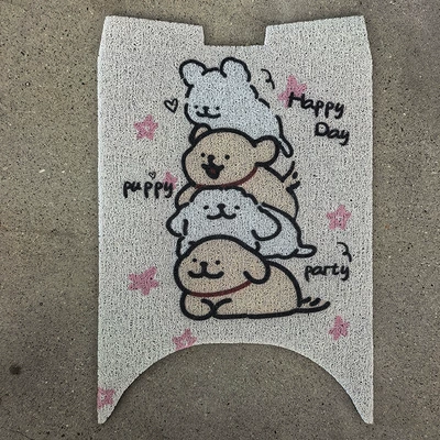 Electric Motorcycle PVC Coil Cartoon Electric vehicle foot mat - stacking-fun-puppy-no9-a260