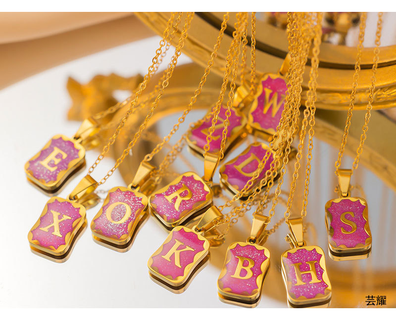 6g Weight Pendant Necklace Classification Titanium Steel Simple Style Letter Plating Pendant Necklace