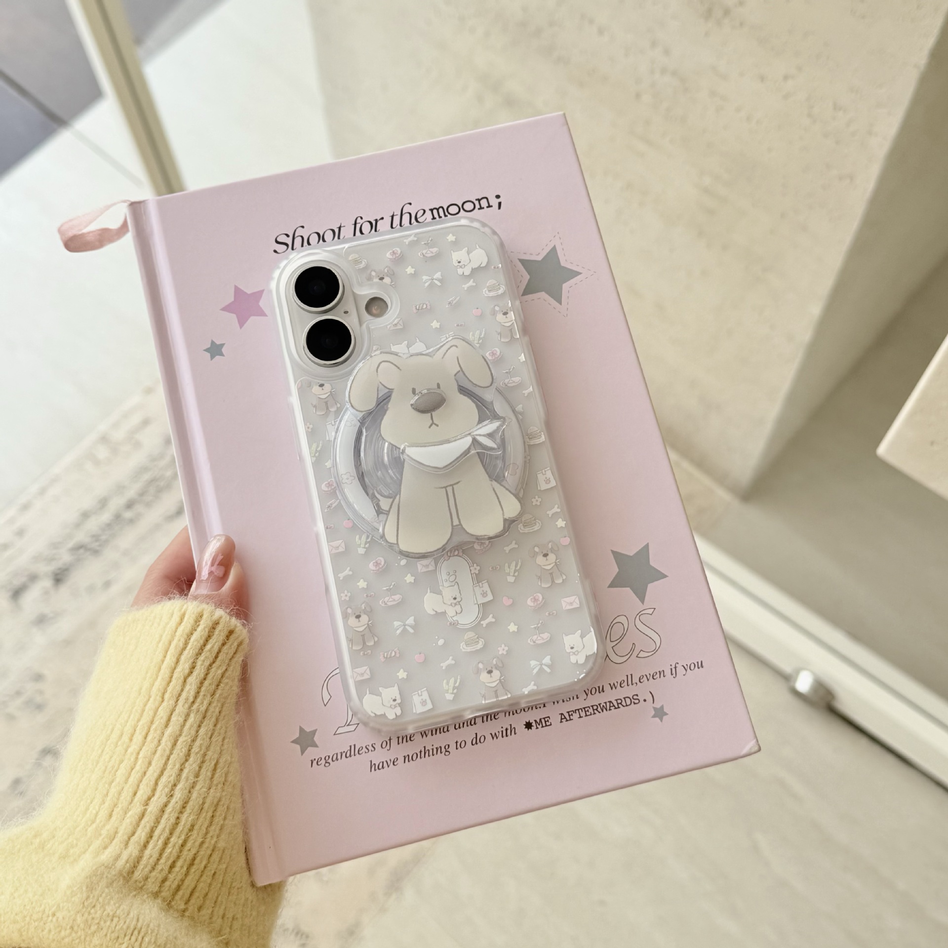 El cachorro de arco de pantalla completa lindo de nicho es adecuado para Apple 16ProMax funda para teléfono móvil 15Pro magnético 14/13 hembra