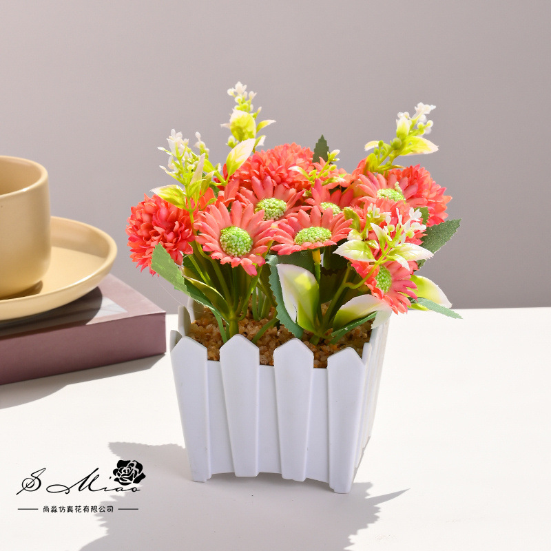 10 bonsái de cerca de rosa pequeña flor de simulación creativa decoración de estudio fotográfico para el hogar decoración planta verde artificial simulación planta en maceta image 8