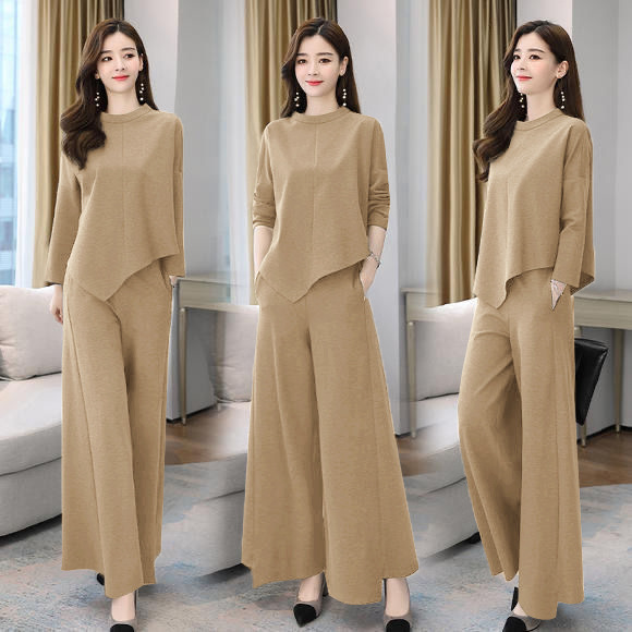 2025 Spring and Autumn New Style Wide-Leg Pants Suit for Women, Age-Reducing, Tummy-Covering, Slimming, Stylish, Casual, Elegant Skirt-Pants Two-Piece Set 2025 Spring and Autumn New Style Wide-Leg Pants Suit for Women, Age-Reducing, Tummy-Covering, Slimming, Stylish, Casual, Elegant Skirt-Pants Two-Piece Set