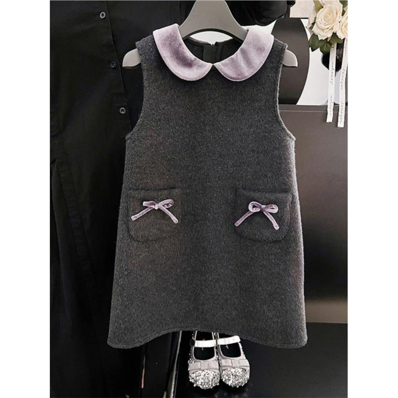 여자 가을, 겨울 XIAOXIANG 정장 2024 새로운 양면 모직 인형 칼라 조끼 스커트 여자 유행 투피스 세트