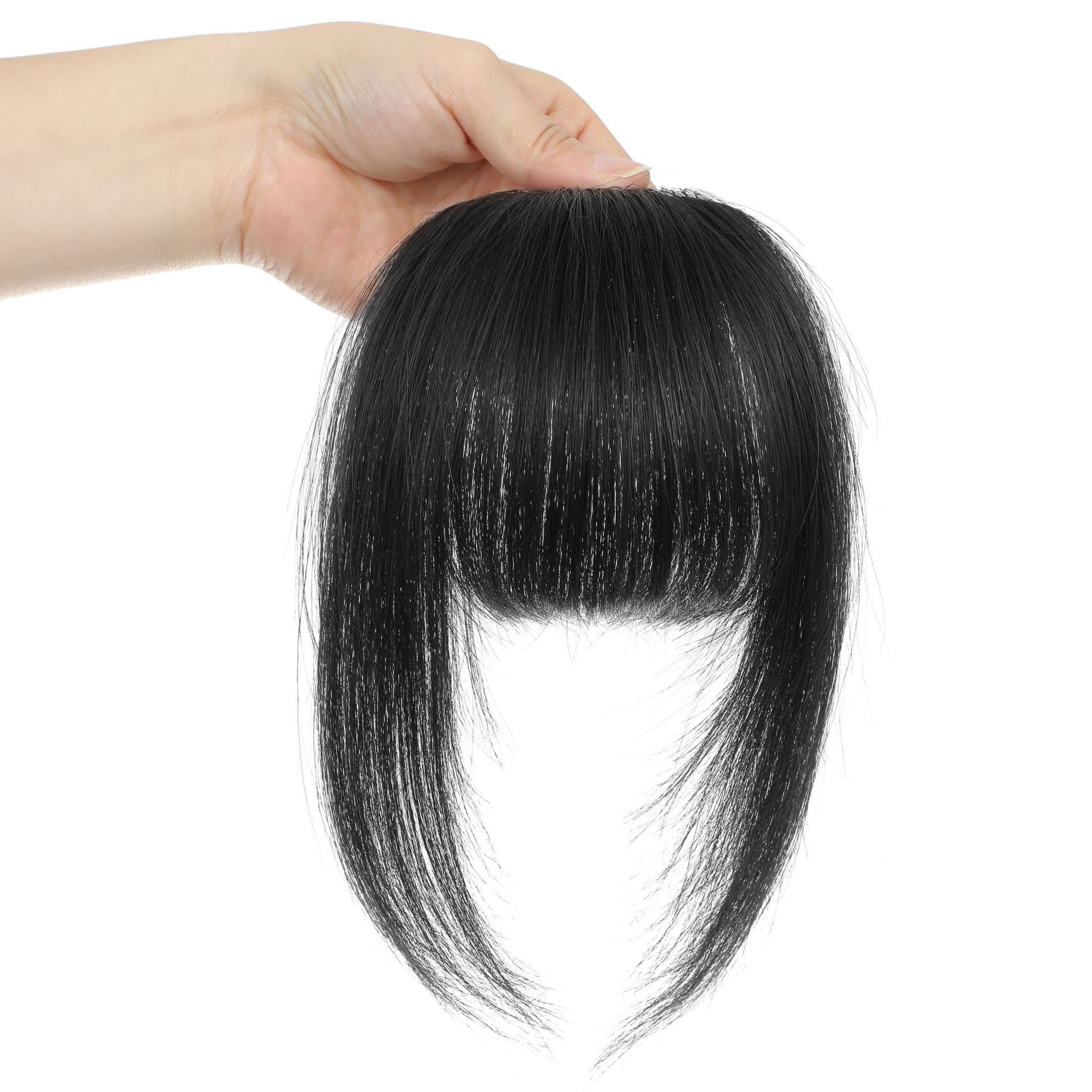 Flequillo francés de cabello humano real para mujeres, postizo de cabello real tejido a mano sin costuras, flequillo de aire.