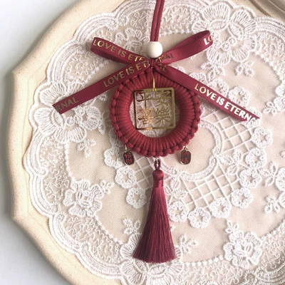 decoration, gift for others, Car hanging - tag-style-burgundy-material-kit-for-diy-includes-tutorial