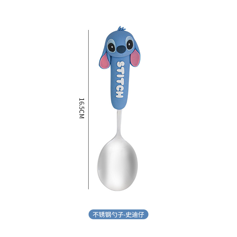 Disney Stitch 304 Cuchara de acero inoxidable Juego de cuchara de tenedor de dibujos animados Cuchara pequeña para bebés Cuchara para niños para comidas en casa