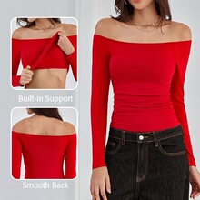 E 18232 Sexy Off Shoulder Long Sleeve Shirt ¶���L���r��