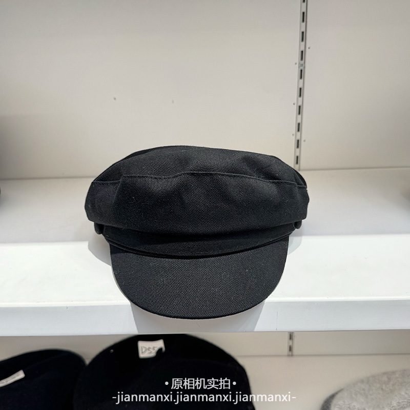 2025新款韩版素色复古贝雷帽女平顶小众气质百搭显脸小军帽报童帽|undefined