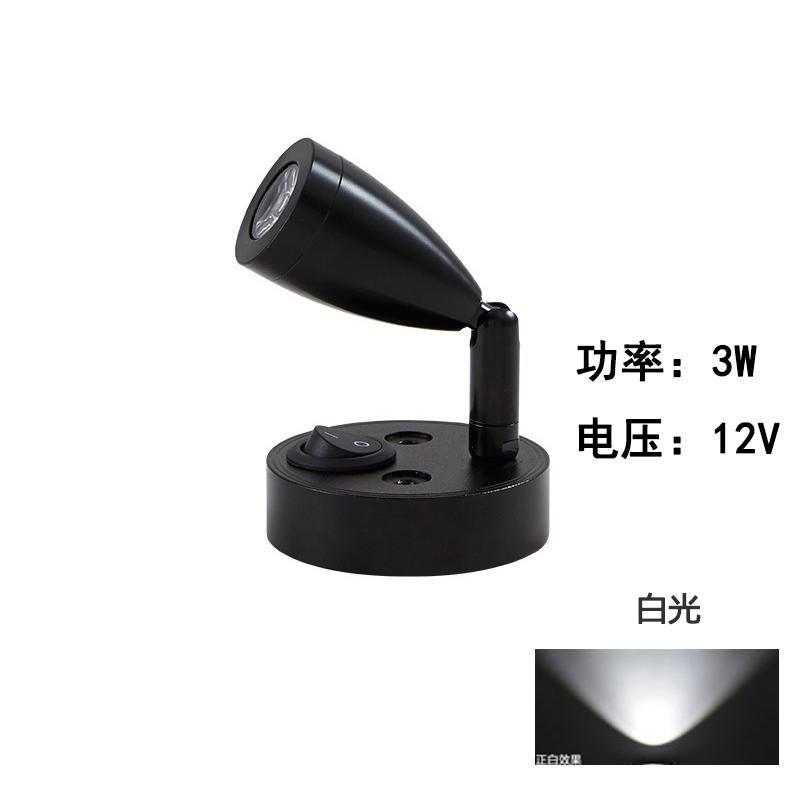 Luz de lectura led para RV, 12V, bajo voltaje, foco giratorio de 360 ​​grados, foco de noche, lámpara de pared, techo, luz blanca cálida, protección para los ojos
