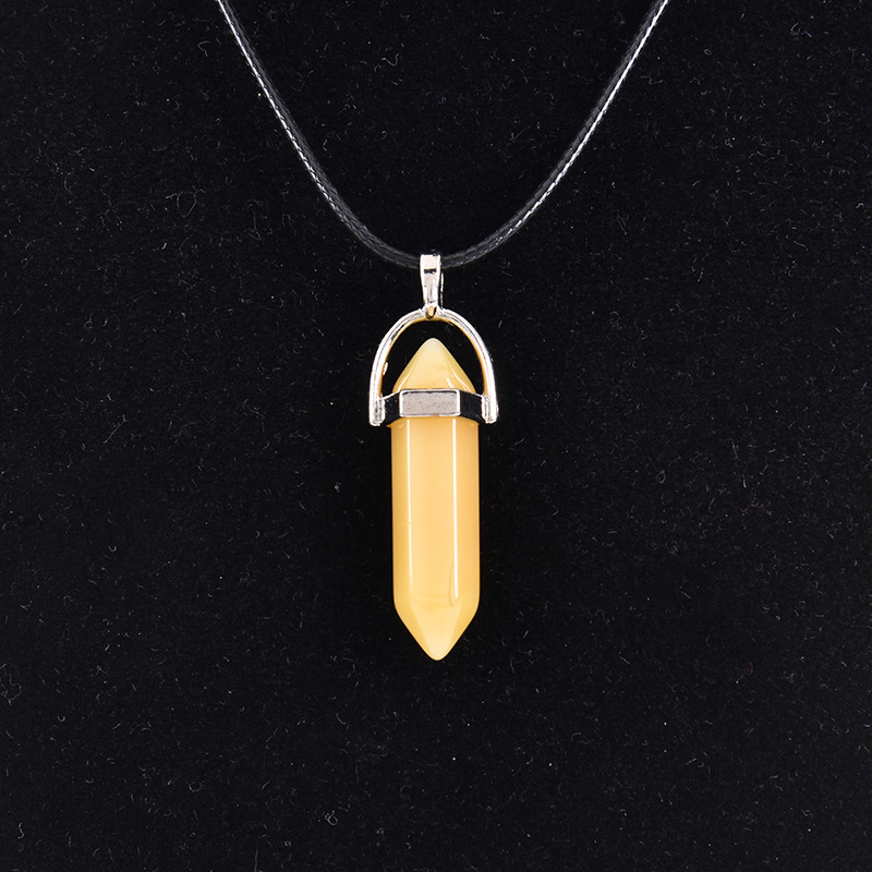 Cristal natural ágata columna hexagonal colgante diamante bala collar al por mayor cuarzo punto colgante