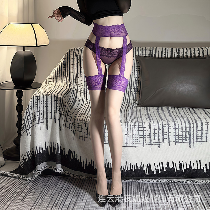 Sexy Stockings, Sexy Purple Lace Suspenders, One-Piece Stockings, Pure Lust, Aurora Oily, Ultra-Thin Over-The-Knee Stockings