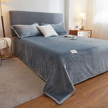 牛奶绒加厚床单冬天加绒法兰绒珊瑚绒三件套宿舍办公车载两用毛毯
