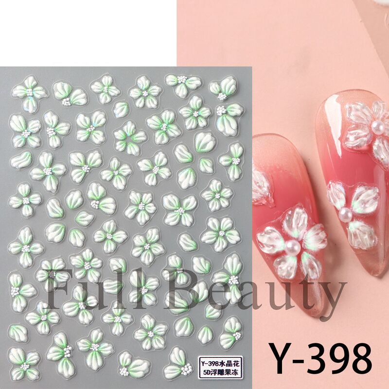 FULL BEAUTYクロスボーダー新作ネイルステッカーレリーフゼリー水晶氷透花四弁花ネイルステッカー|undefined