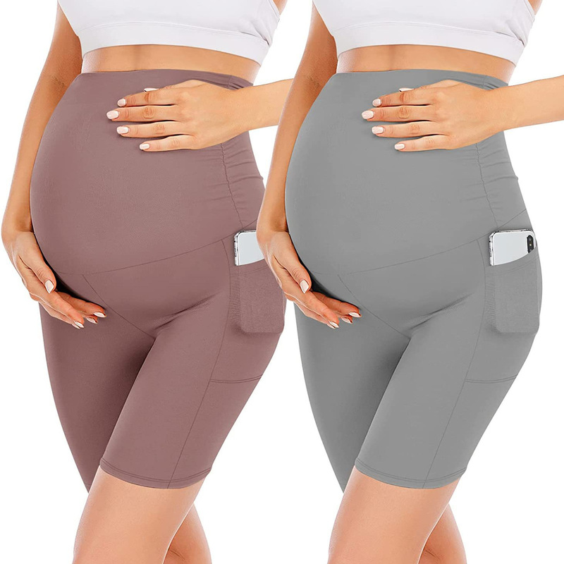 European and American New Five-point Pocket Pregnant Women Pants High Waist Slim-fit Abdominal Pants Cross-border Sports Fitness Pregnant Women Yoga Pants