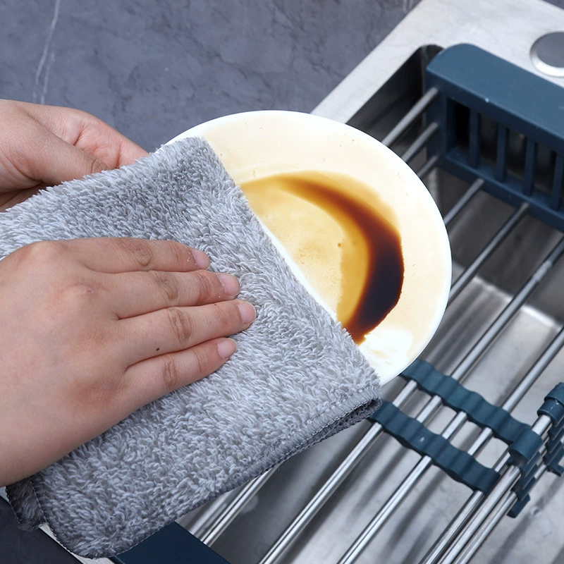 Bamboo charcoal cleaning cloth, thickened absorbent kitchen rag, sizes 25×25 cm and 30×30 cm, multi‑pack