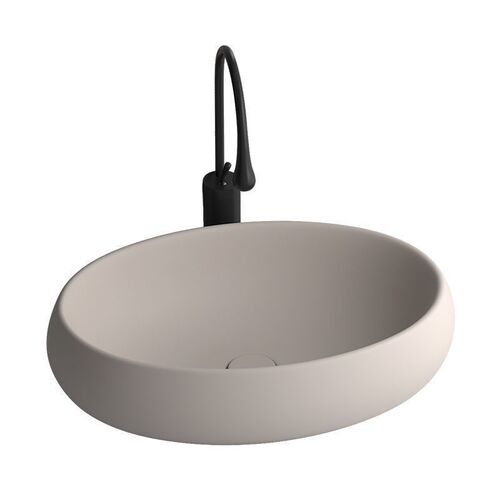 Nordic Khaki Morandi Green Elliptical Bathroom Sink with Pedestal, Household Ceramic Wash Basin for Bathroom and Balcony